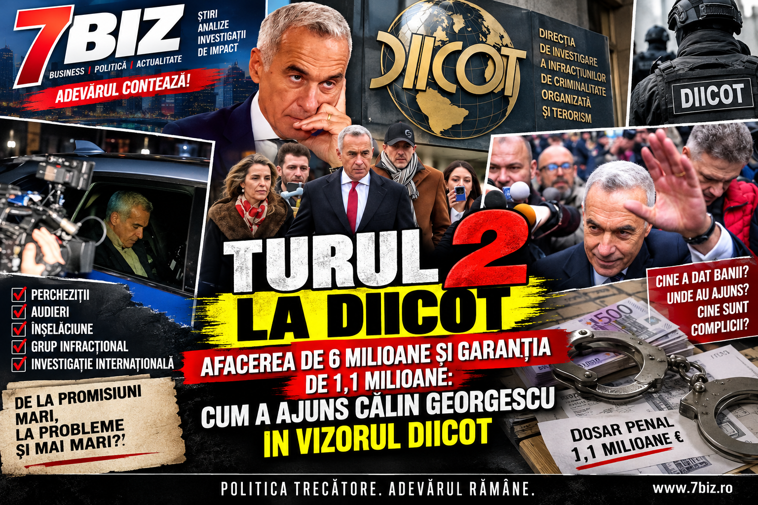 AFACEREA DE 6 MILIOANE ȘI GARANȚIA DE 1,1 MILIOANE: CUM A AJUNS CĂLIN GEORGESCU ÎN VIZORUL DIICOT
