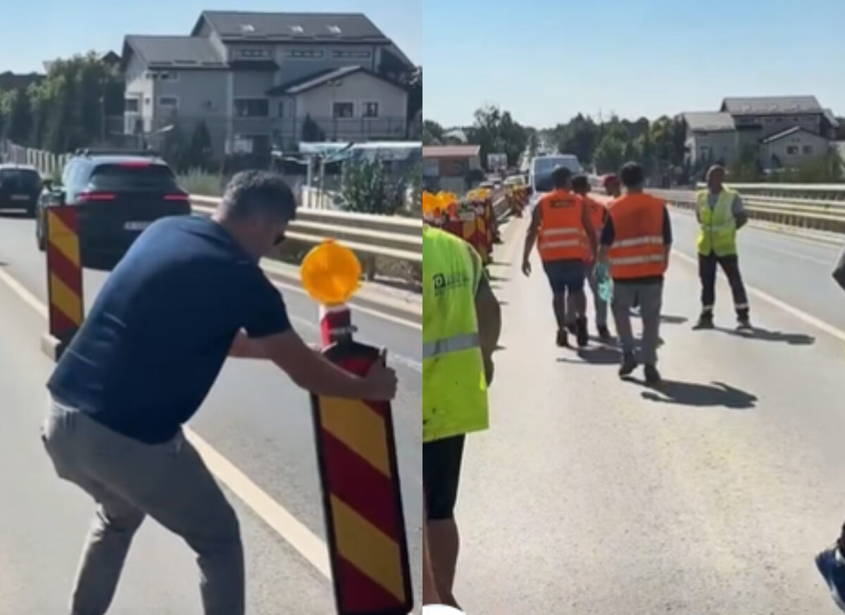 VIDEO | Reparațiile pasajului peste A0, blocate din nou. Primarul din Berceni refuză devierea traficului