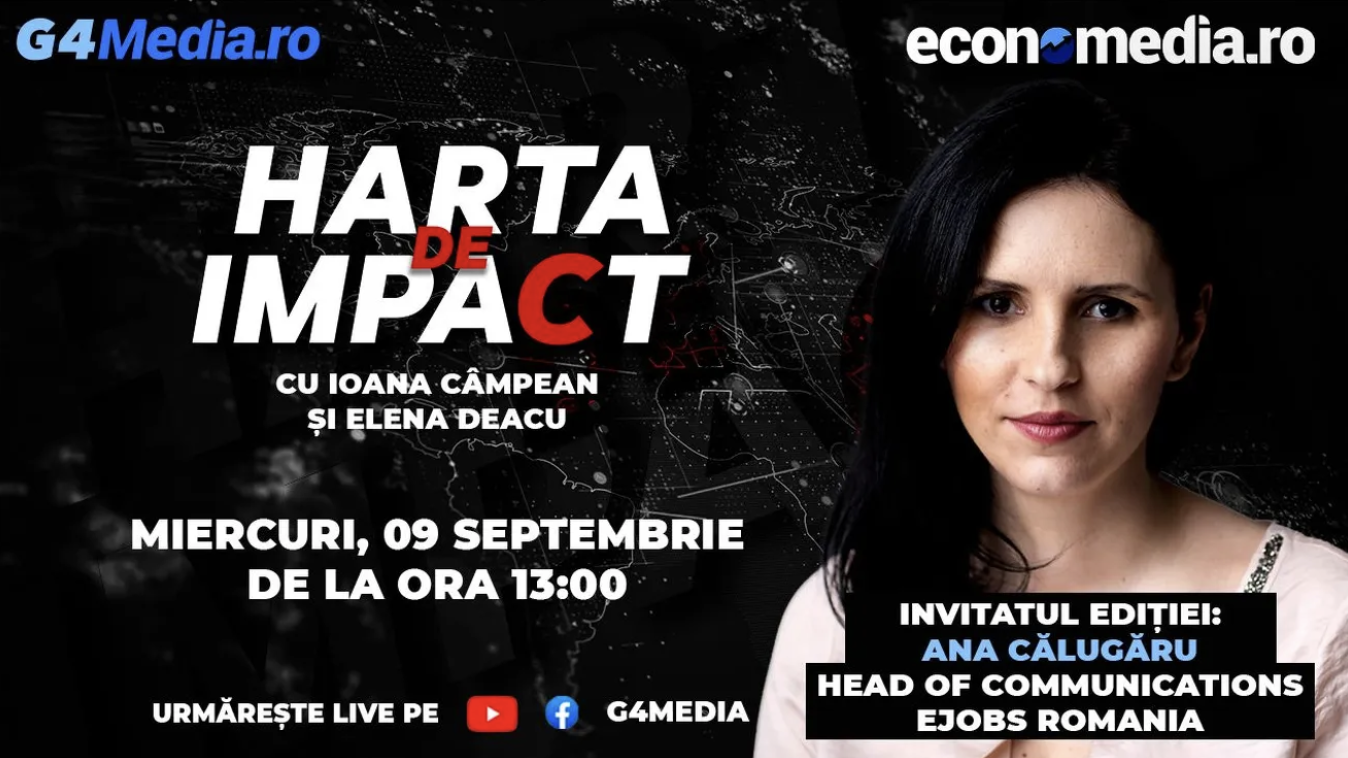 Care este situația la zi pe piața muncii? Ana Călugăru, Head of Communications la eJobs Romania, răspunde de la ora 13.00 LIVE în emisiunea „Harta de impact”