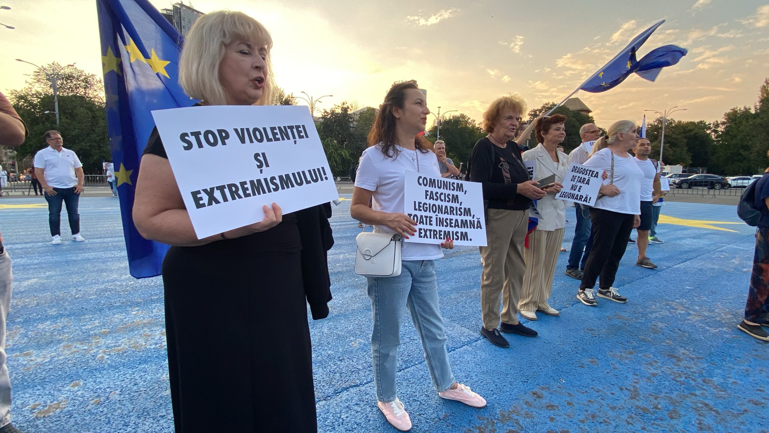 FOTO VIDEO Protest pașnic în Piața Victoriei: Zeci de persoane au manifestat împotriva extremismului și a violenței